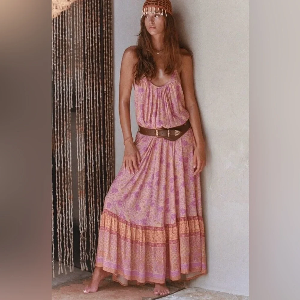 Spell Village Strappy Maxi Dress in Sunrise New - Picture 4 of 12